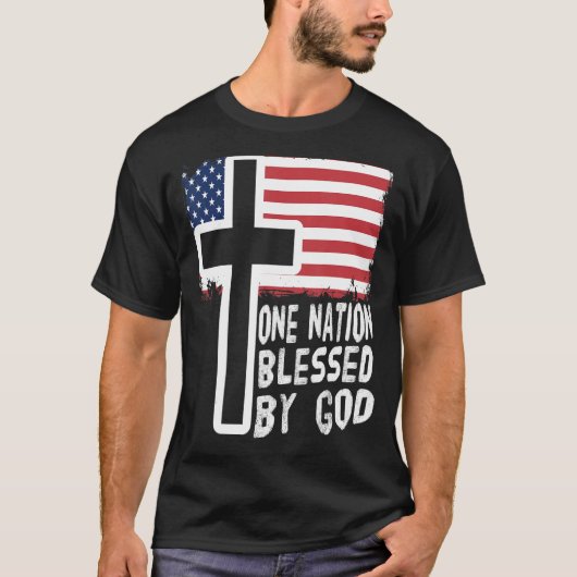 eine Nation unter der Flagge von God jesus christl T-Shirt (Vorderseite)