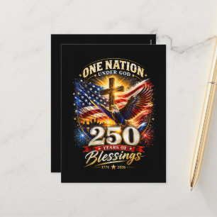 Eine Nation unter Gott 250 Jahre 250. Jubiläum Feiertagspostkarte