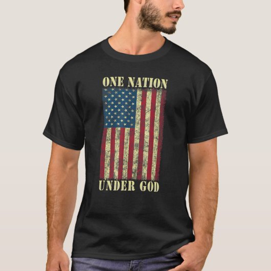 Eine Nation unter Gott 4. Juli Design USA-Flagge T-Shirt (Vorderseite)