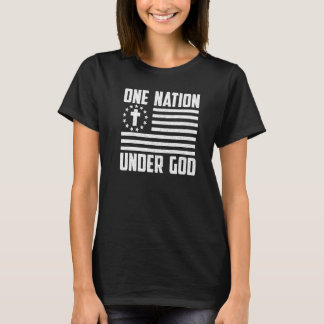 Eine Nation unter Gott Amerikanische Flagge Christ T-Shirt