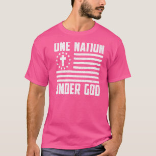 Eine Nation unter Gott Amerikanische Flagge Christ T-Shirt