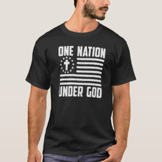 Eine Nation unter Gott Amerikanische Flagge Christ T-Shirt
