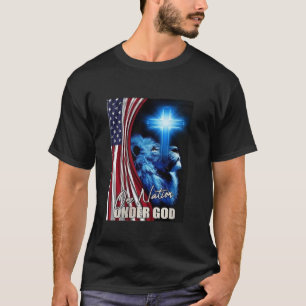 Eine Nation unter Gott Amerikanische Flagge Löwe T-Shirt
