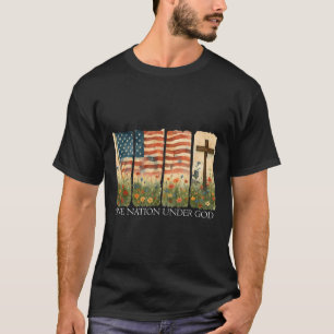 Eine Nation unter Gott Flagge 4. Juli Floral Chris T-Shirt