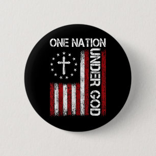 Eine Nation unter Gott Flagge 4. Juli Patriotisch  Button