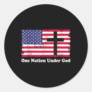 Eine Nation unter Gott Flagge 4. Juli Patriotisch Runder Aufkleber