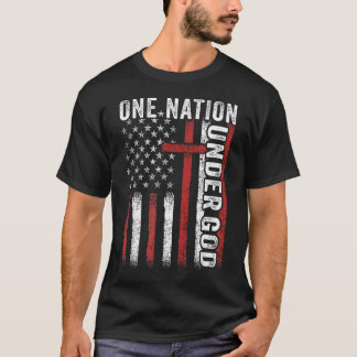 Eine Nation unter Gott Flagge 4. Juli Patriotisch T-Shirt