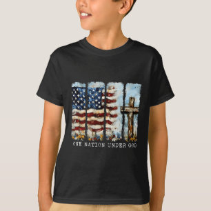Eine Nation unter Gott Flagge 4. Juli Patriotisch T-Shirt