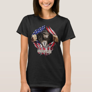 Eine Nation unter Gott Jesus Art US-Flagge Christl T-Shirt