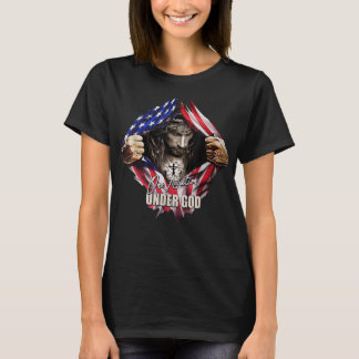 Eine Nation unter Gott Jesus Art US-Flagge Christl T-Shirt