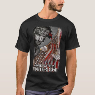 Eine Nation unter Gott Jesus Christlich Adler Amer T-Shirt