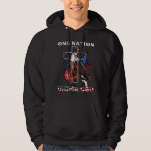 Eine Nation unter Gott Jesus kreuzen Adler 4. Hoodie