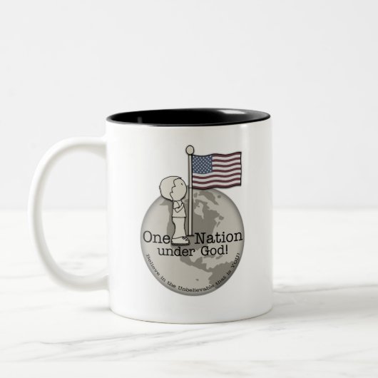 Eine Nation unter Gott-Kleinem Jungen an US-Flagge Zweifarbige Tasse (Links)