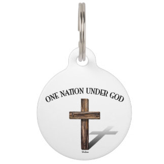 Eine Nation unter Gott mit robustem Kreuz Haustiermarke