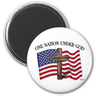 Eine Nation unter Gott mit robustem Kreuz und US-F Magnet
