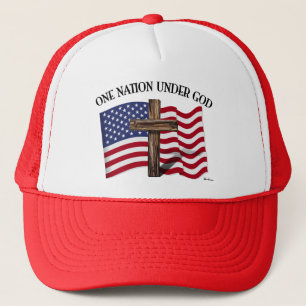 Eine Nation unter Gott mit robustem Kreuz und US-F Truckerkappe