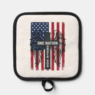 Eine Nation unter Gott Patrioten Kreuz Flügel Shir Topflappen