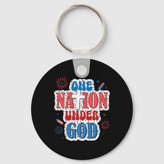 Eine Nation unter Gott Patriotic 4. Juli Schlüsselanhänger (Vorderseite)
