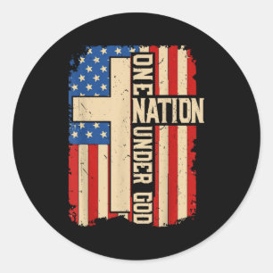 Eine Nation unter Gott Patriotischer christlicher Runder Aufkleber