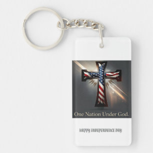 Eine Nation unter Gott: Patriotisches Kreuz Angewo Schlüsselanhänger