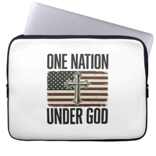 Eine Nation unter Gott patriotisches Kreuz Laptopschutzhülle