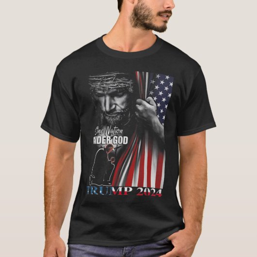 Eine Nation unter Gott Trump 2024 Gottes amerikani T-Shirt (Vorderseite)