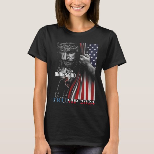 Eine Nation unter Gott Trump 2024 Gottes amerikani T-Shirt (Vorderseite)