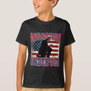 Eine Nation unter Gott Trump bete Jesus USA-Flagge T-Shirt