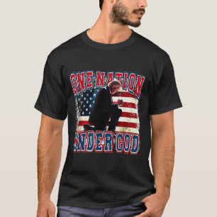 Eine Nation unter Gott Trump bete Jesus USA-Flagge T-Shirt