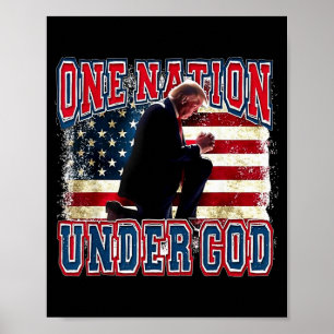 Eine Nation unter Gott Trump betet Jesus USA-Flagg Poster