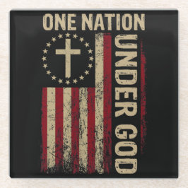 Eine Nation unter Gott Vertikaler Christlicher Ame Glasuntersetzer