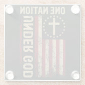 Eine Nation unter Gott Vertikaler Christlicher Ame Glasuntersetzer (Rückseite)