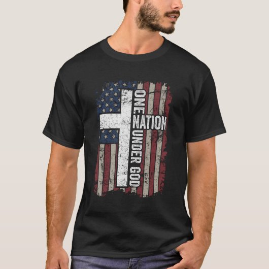 Eine Nation unter Gottes Christlicher Anbetung Usa T-Shirt (Vorderseite)