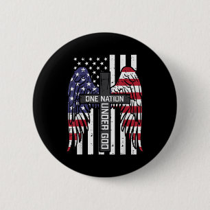 Eine Nation unter Gottes Cross Flag Wings Memorial Button