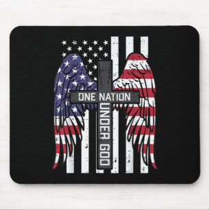 Eine Nation unter Gottes Cross Flag Wings Memorial Mousepad