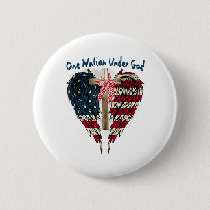 Eine Nation unter Gottes Flag 4. Juli Patriotic Ch Button