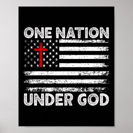Eine Nation unter Gottes Flag 4. Juli Patriotic Ch Poster (Vorne)