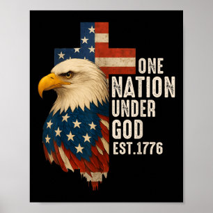 Eine Nation unter Gottes Flag 4. Juli Patriotic Ch Poster