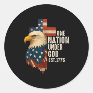 Eine Nation unter Gottes Flag 4. Juli Patriotic Ch Runder Aufkleber