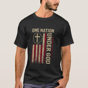 Eine Nation unter Gottes Flag 4. Juli Patriotic Ch T-Shirt