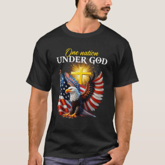 Eine Nation unter Gottes Flag 4. Juli Patriotic Ch T-Shirt