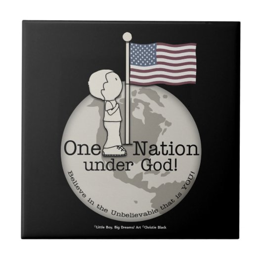 Eine Nation unter Gottes-Kleiner Junge unter US-Fl Fliese (Vorderseite)