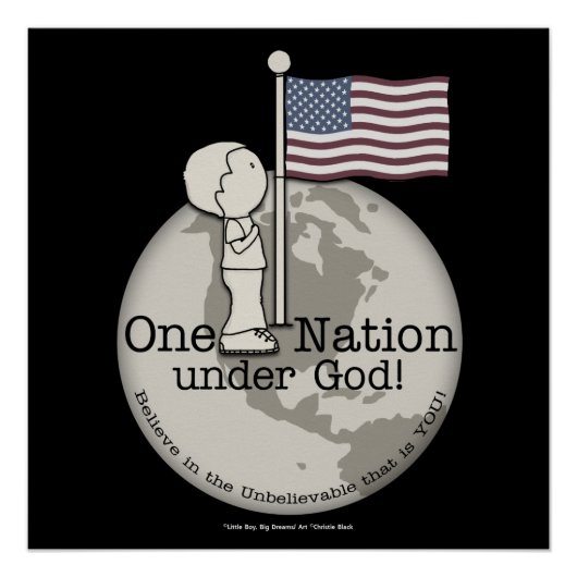 Eine Nation unter Gottes-Kleiner Junge unter US-Fl Poster (Vorderseite)