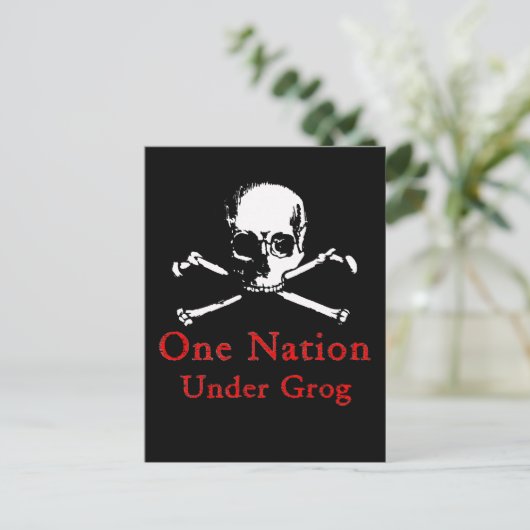 Eine Nation unter Grog Postkarten (weißer Schädel) (Stehend Vorderseite)