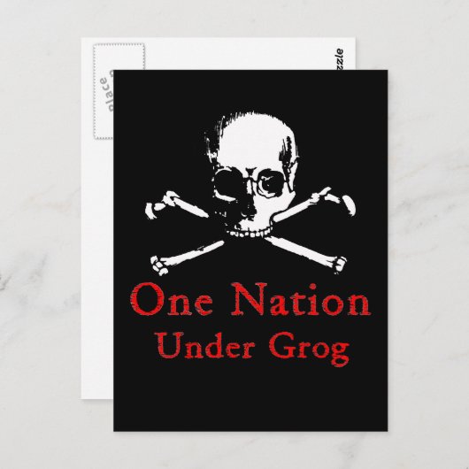 Eine Nation unter Grog Postkarten (weißer Schädel) (Vorne/Hinten)