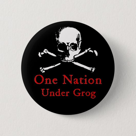 Eine Nation unter Grogknopf (weißer Schädel) Button (Vorderseite)