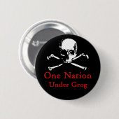 Eine Nation unter Grogknopf (weißer Schädel) Button (Vorne & Hinten)