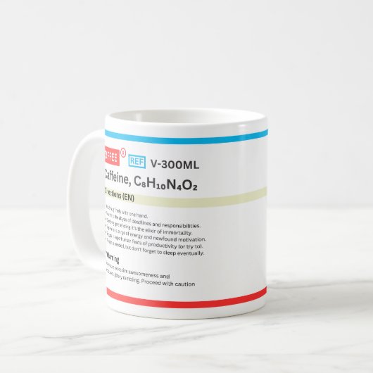 Eine neuartige Coffein-Tasse Kaffeetasse (Vorderseite Links)