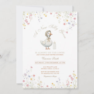 Eine neue alberne Gans-Baby-Party Wildblume Einladung