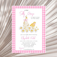 Eine neue Alberne Gänsepink Gingham Baby Dusche